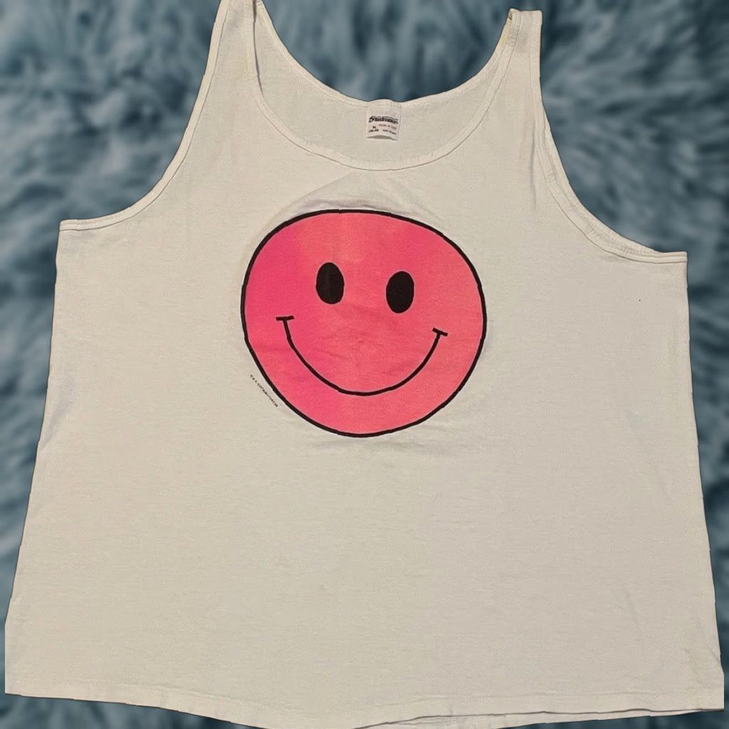 Vintage VINTAGE Smiley Face Faded Tank Top Shirt M White USA Surf 80s 90s Grunge Vaporwave Mens Size US M / EU 48-50 / 2 - 1 Thumbnail
