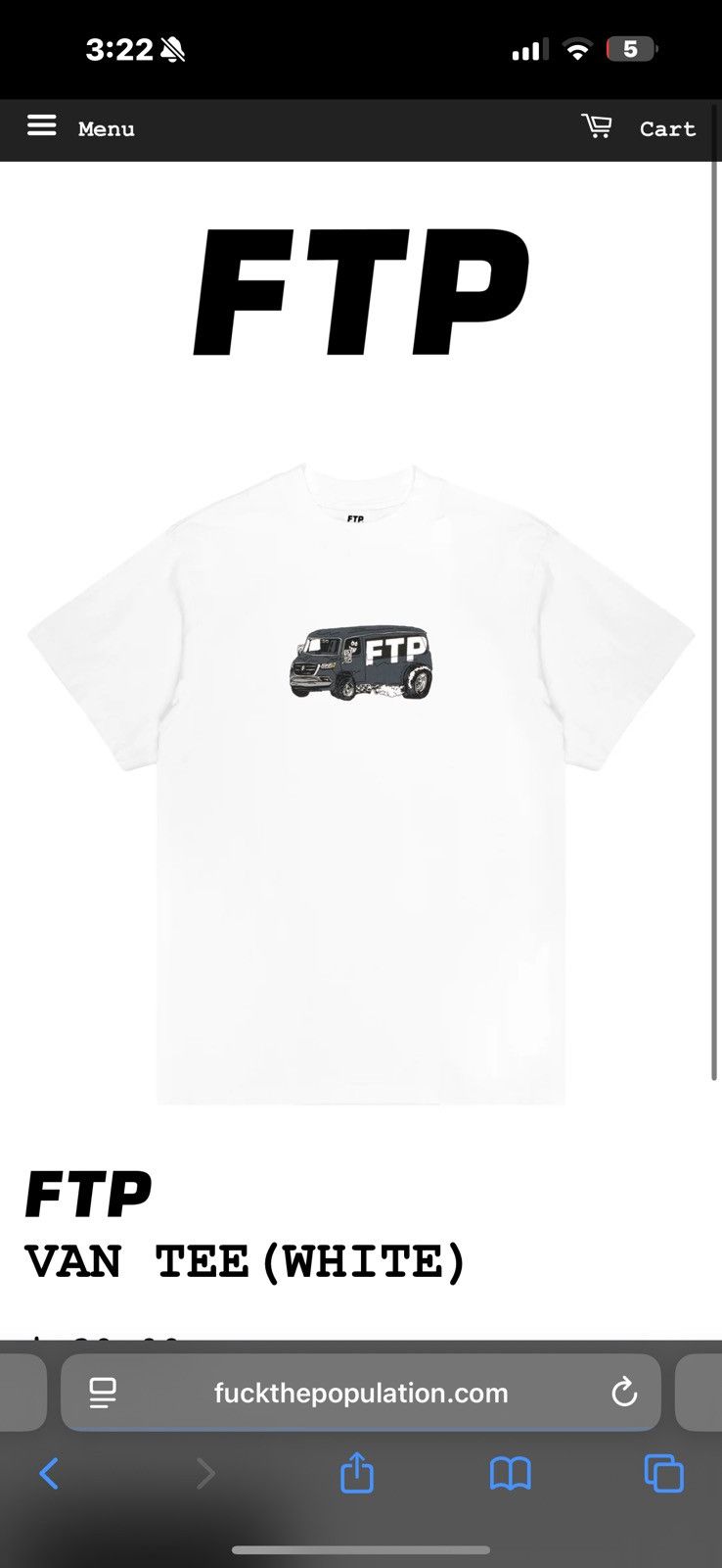 Fuck The Population FTP VAN TEE (WHITE) Size US L / EU 52-54 / 3 - 2 Thumbnail