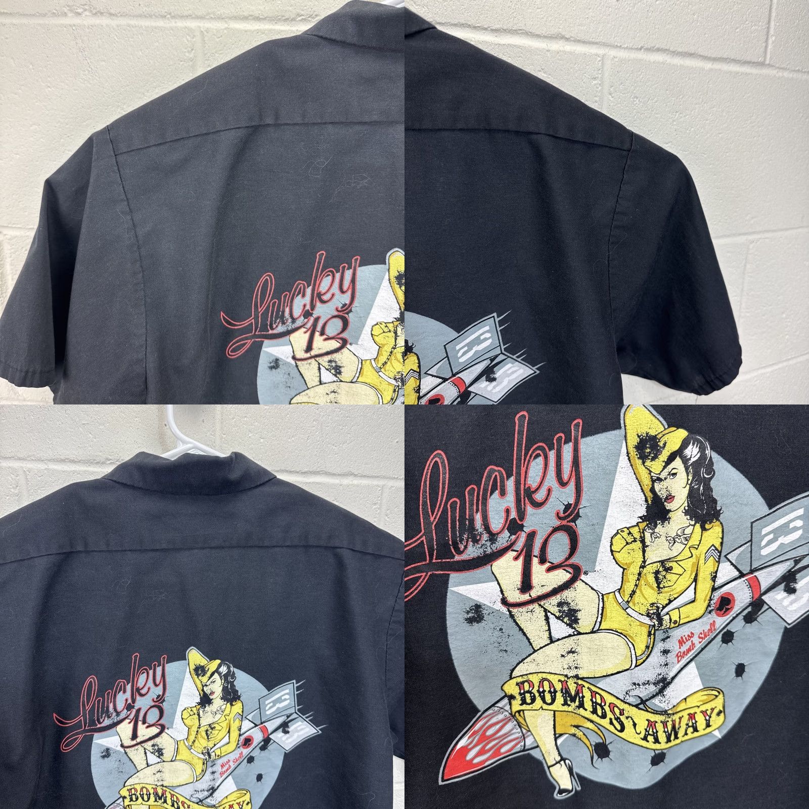 Vintage VINTAGE Lucky 13 Button Front Shirt Men’s XL Black Graphic Print Miss Bomb Shell Size US XXL / EU 58 / 5 - 9 Thumbnail