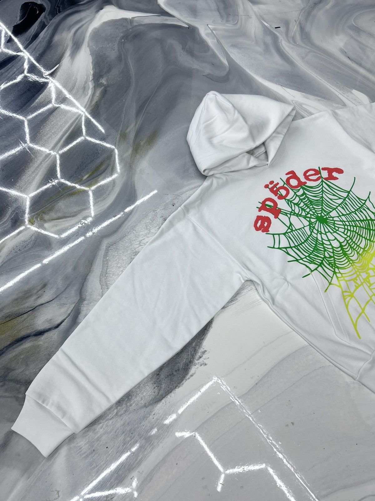 Sp5der Sp5der OG Web V2 Gradient Hoodie White Orange Green Size M Size US M / EU 48-50 / 2 - 6 Thumbnail