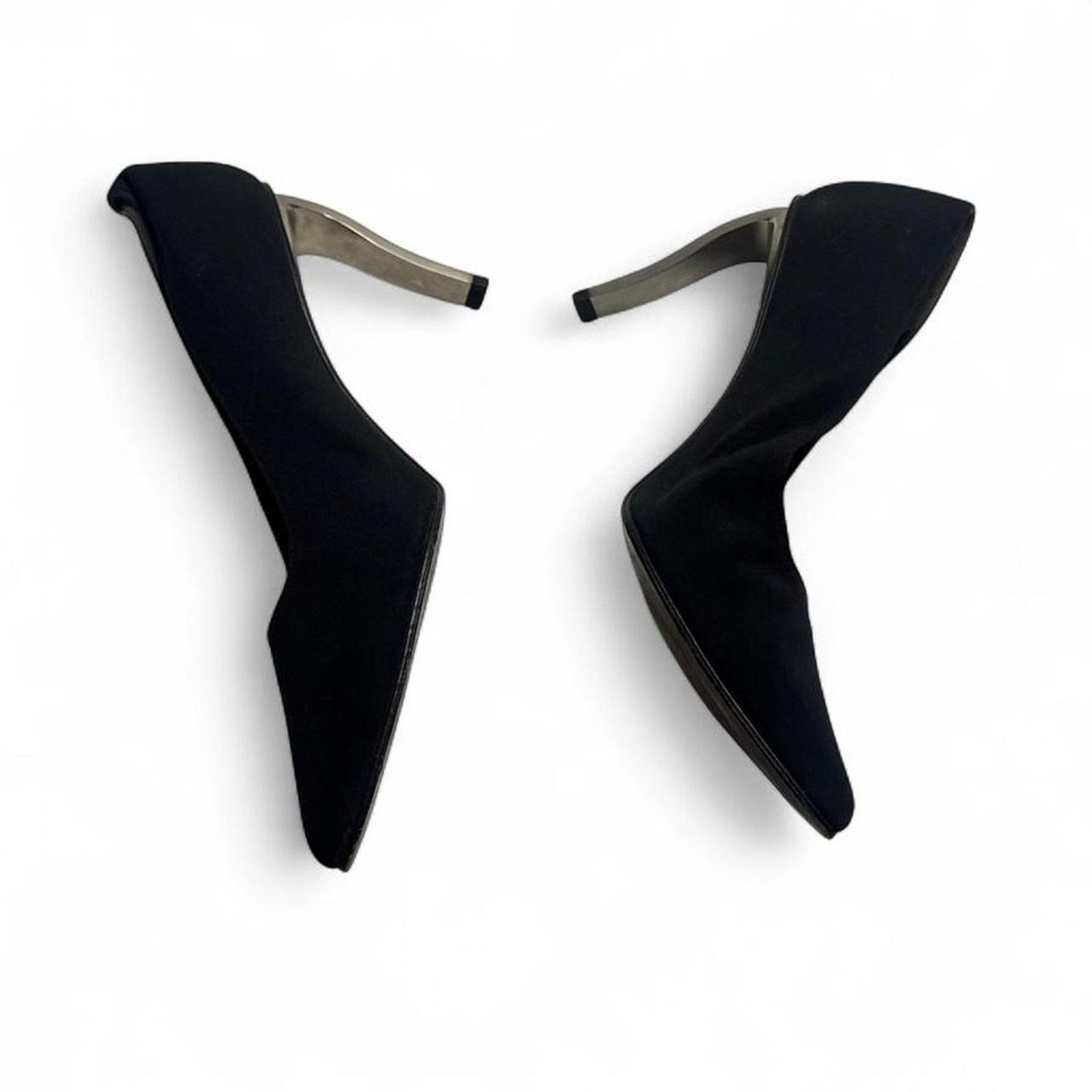 Stuart Weitzman Stuart Weitzman black suede heels unique crystal heel size 9 Size US 9 / IT 39 - 1 Thumbnail