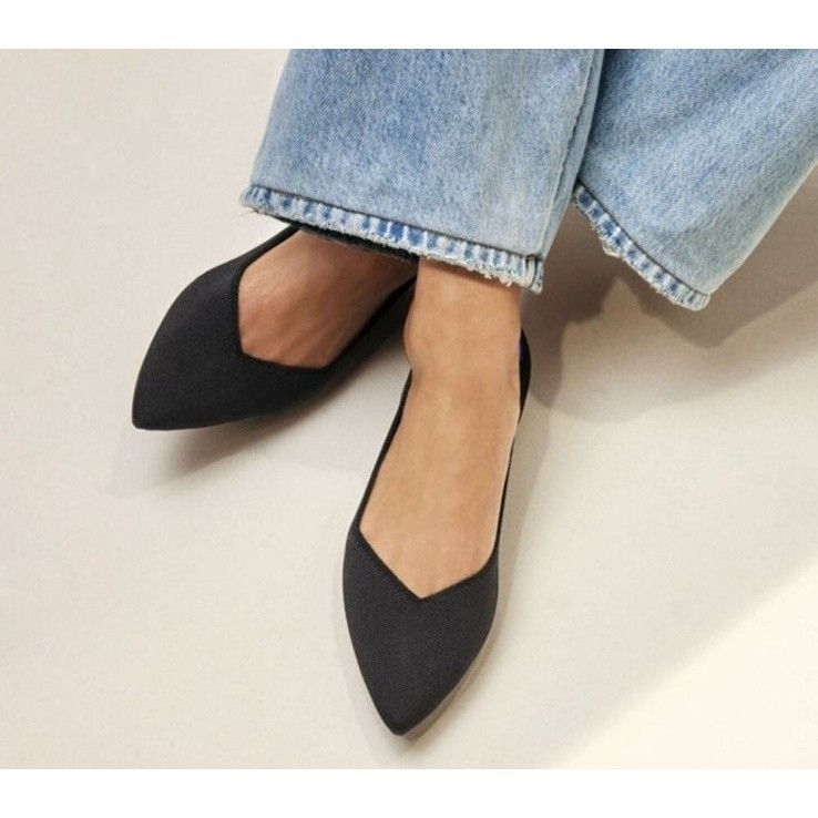Rothy's Rothy’s “THE POINT” Black Knitted Pointed Toe Slip On Flats Size US 9 / IT 39 - 2 Thumbnail