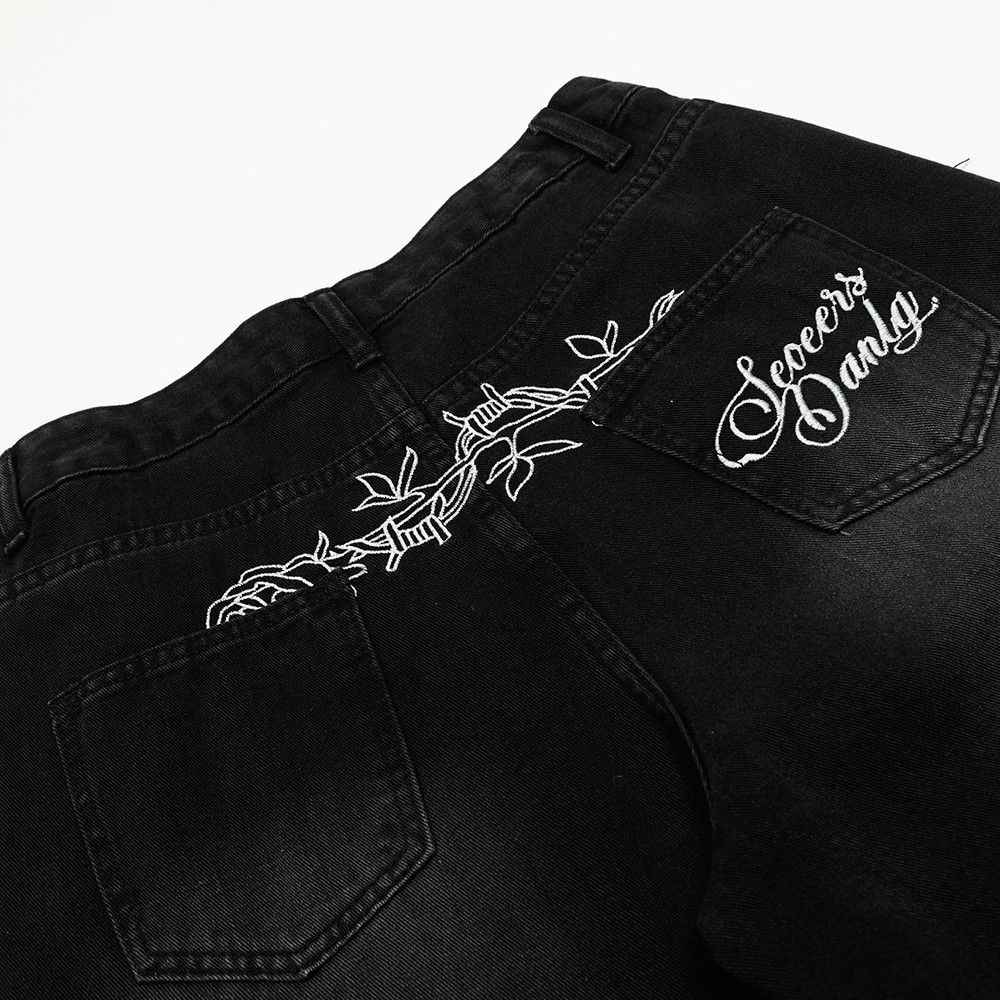 Japanese Brand × Jean Washed distressed loose vintage embroidered scimitar jeans Size US 32 / EU 48 - 3 Thumbnail