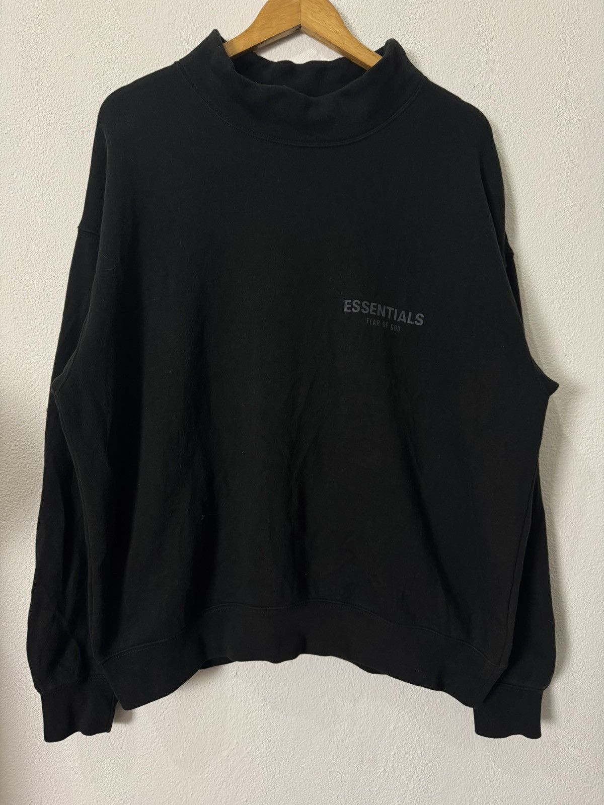 Essentials Fear of God Essential Fear of God Black Mock Neck Sweatshirt Grailed