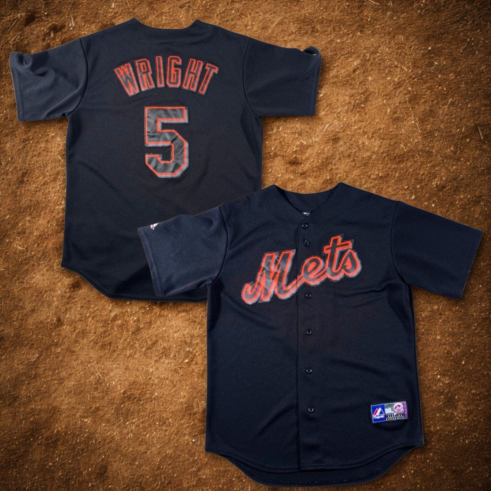 Majestic New York Mets David Wright #5 Majestic Black Alt Jersey Sz M Size US M / EU 48-50 / 2 - 3 Thumbnail