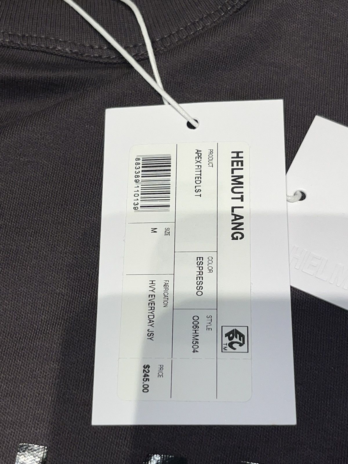 Helmut Lang Helmut Lang Apex Fitted Espresso Long Sleeve Tee Size US M / EU 48-50 / 2 - 4 Thumbnail