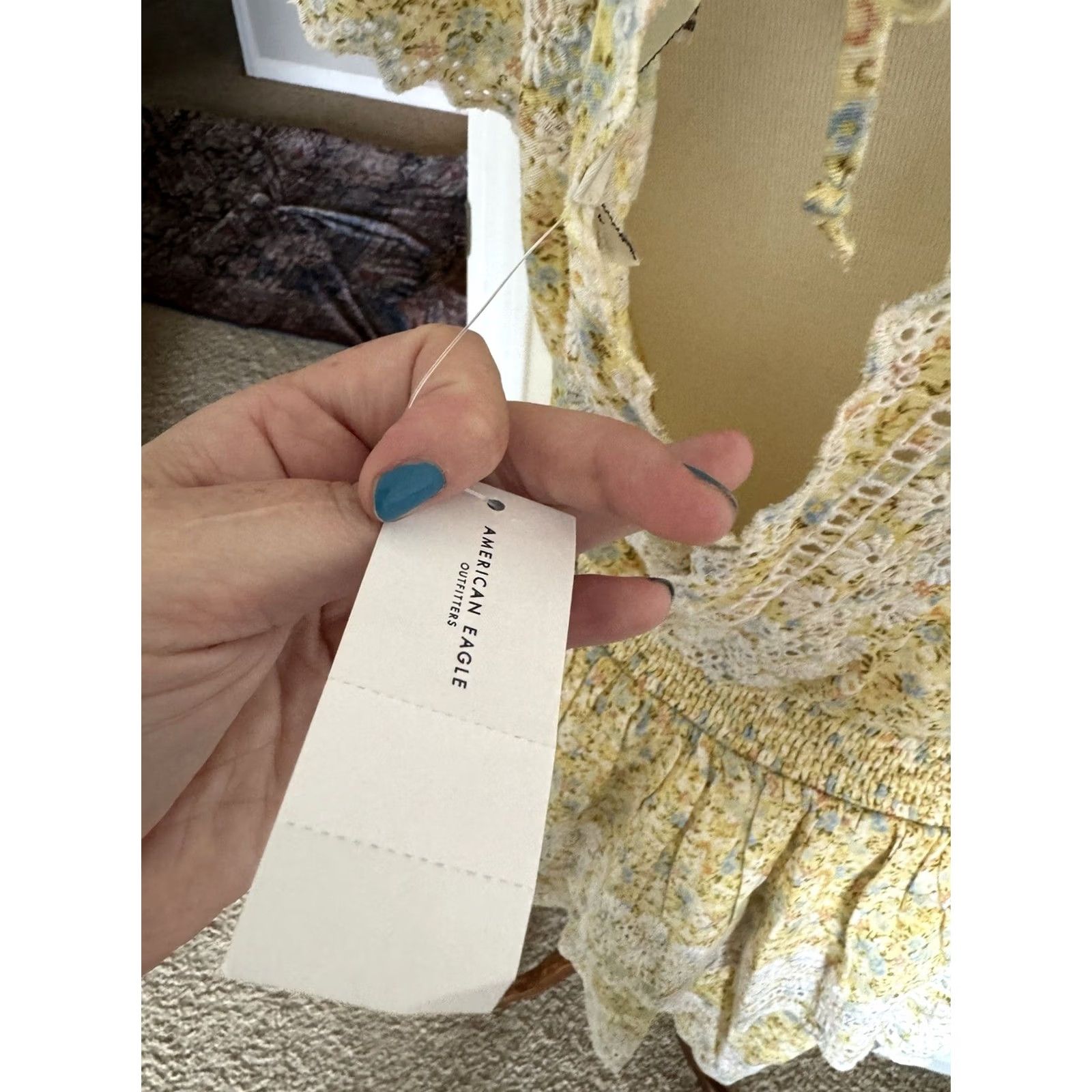 American Eagle Outfitters American Eagle Women's Floral Ruffle Tiered Mini Dress Yellow Med Size M / US 6-8 / IT 42-44 - 8 Thumbnail
