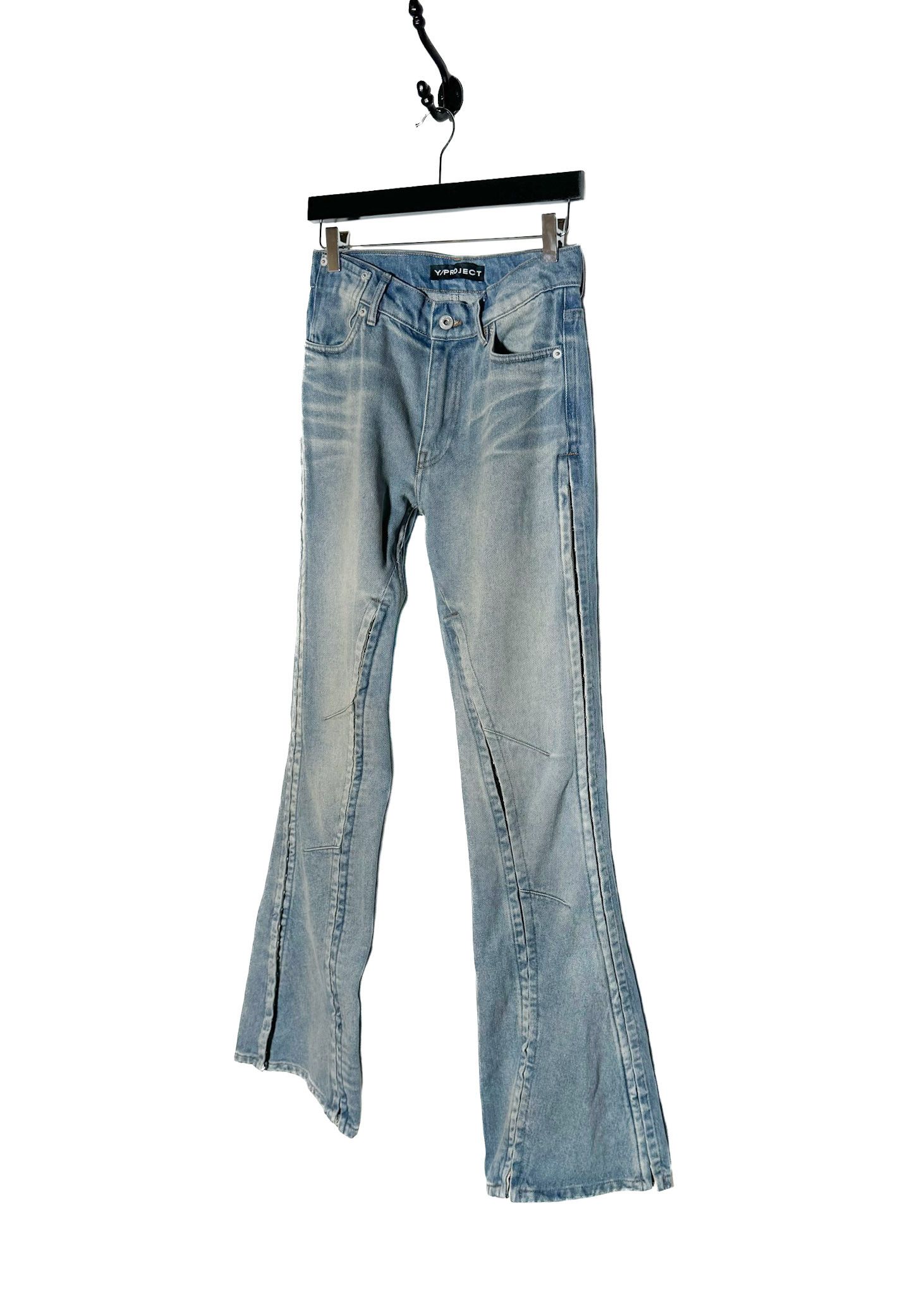 Y/Project Y/Project Washed Blue Hook-And-Eye Flare Jeans Size 25" / US 0 / IT 36 - 2 Thumbnail