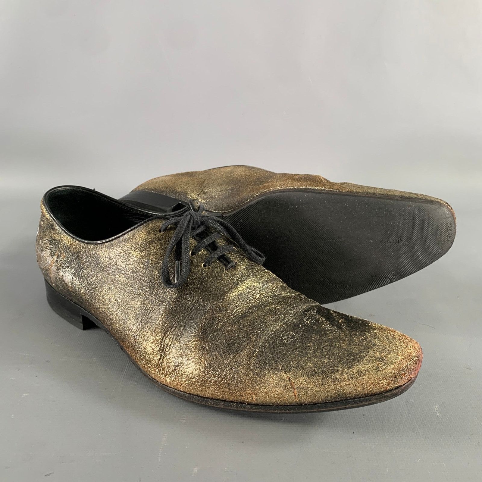 Haider Ackermann HAIDER ACKERMANN Sz 8 Gold Black Metallic Lace Up Shoes Size US 8 / EU 41 - 5 Thumbnail