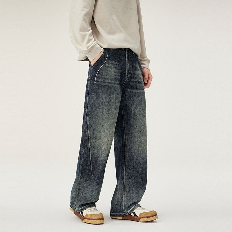 Vintage American straight-leg trendy loose casual distressed jeans Size US 32 / EU 48 - 4 Thumbnail