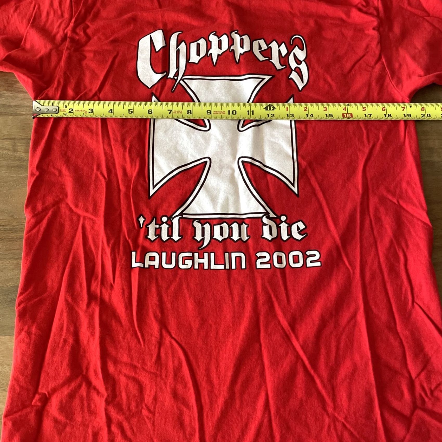 Fruit Of The Loom Vintage Y2K Choppers Till You Die Biker T Shirt Red Laughlin 2002 00's Men Large Size US L / EU 52-54 / 3 - 7 Thumbnail