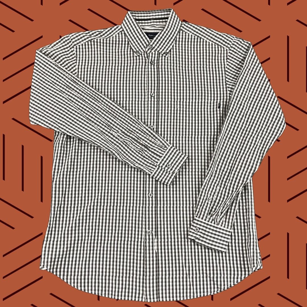 Ermenegildo Zegna Ermenegildo Zegna Sport Shirt Mens XL Regular Monochrome Gray Plaid Button Down Size US XL / EU 56 / 4 - 1 Thumbnail
