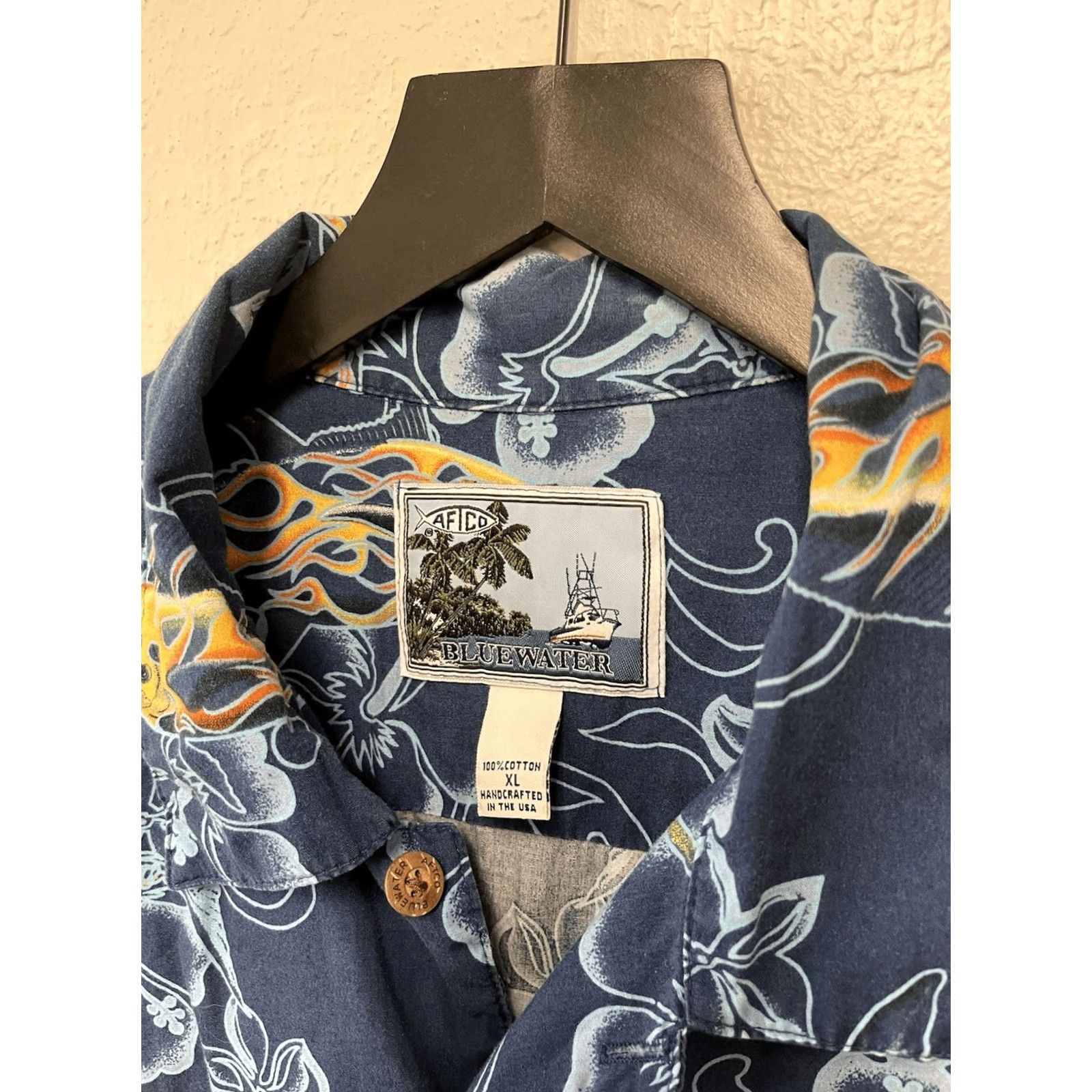 Guy Harvey AFTCO Shirt Mens XL Blue Water Fish Casual Button Up Short Sleeve Shirt Size US XL / EU 56 / 4 - 3 Thumbnail