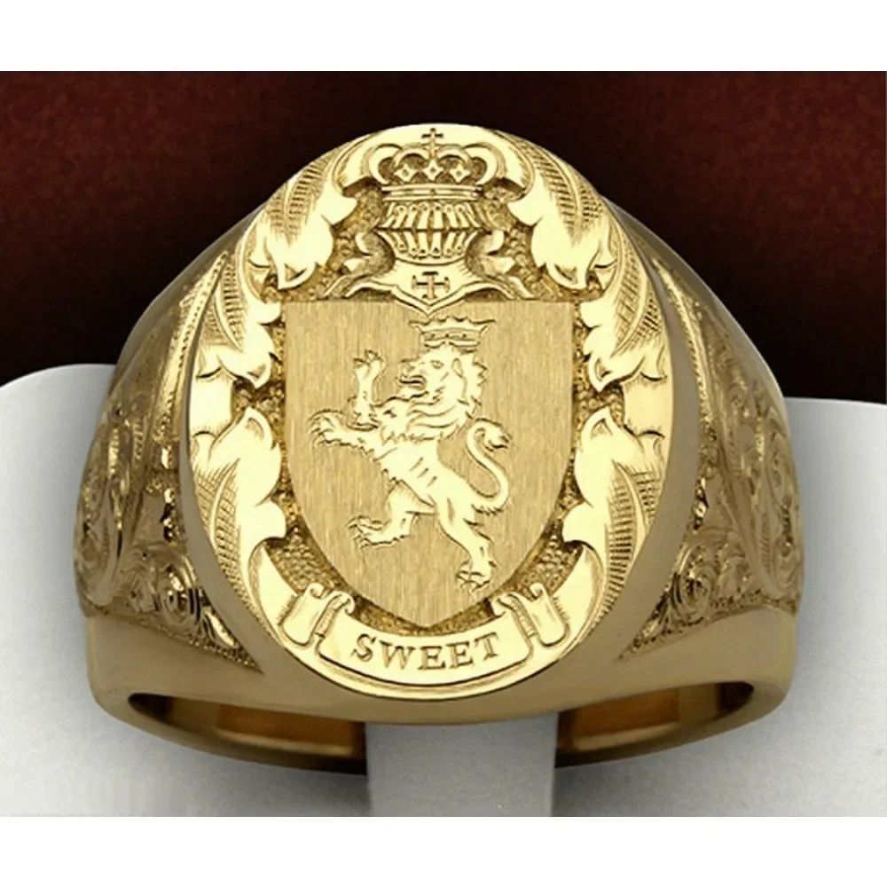 Vintage SIZE 10 Crown Lion Royal Seal Domineering Ring Size ONE SIZE - 2 Thumbnail
