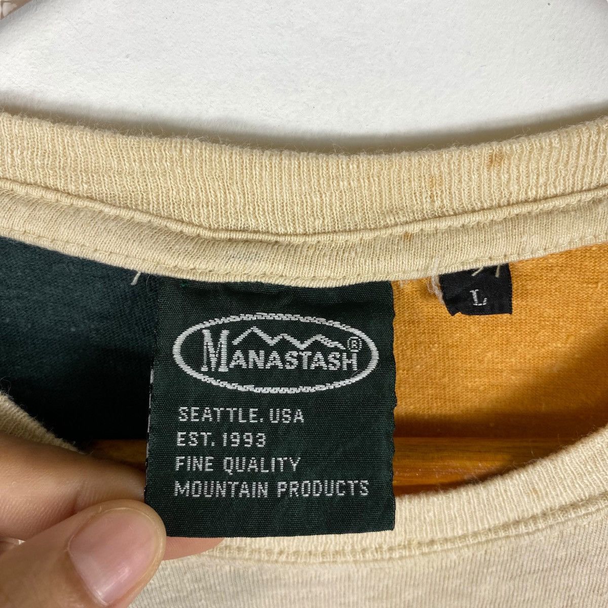 Manastash MANASTASH Hemp Clothing Colour Block Patched Tee Shirt Size US L / EU 52-54 / 3 - 6 Thumbnail