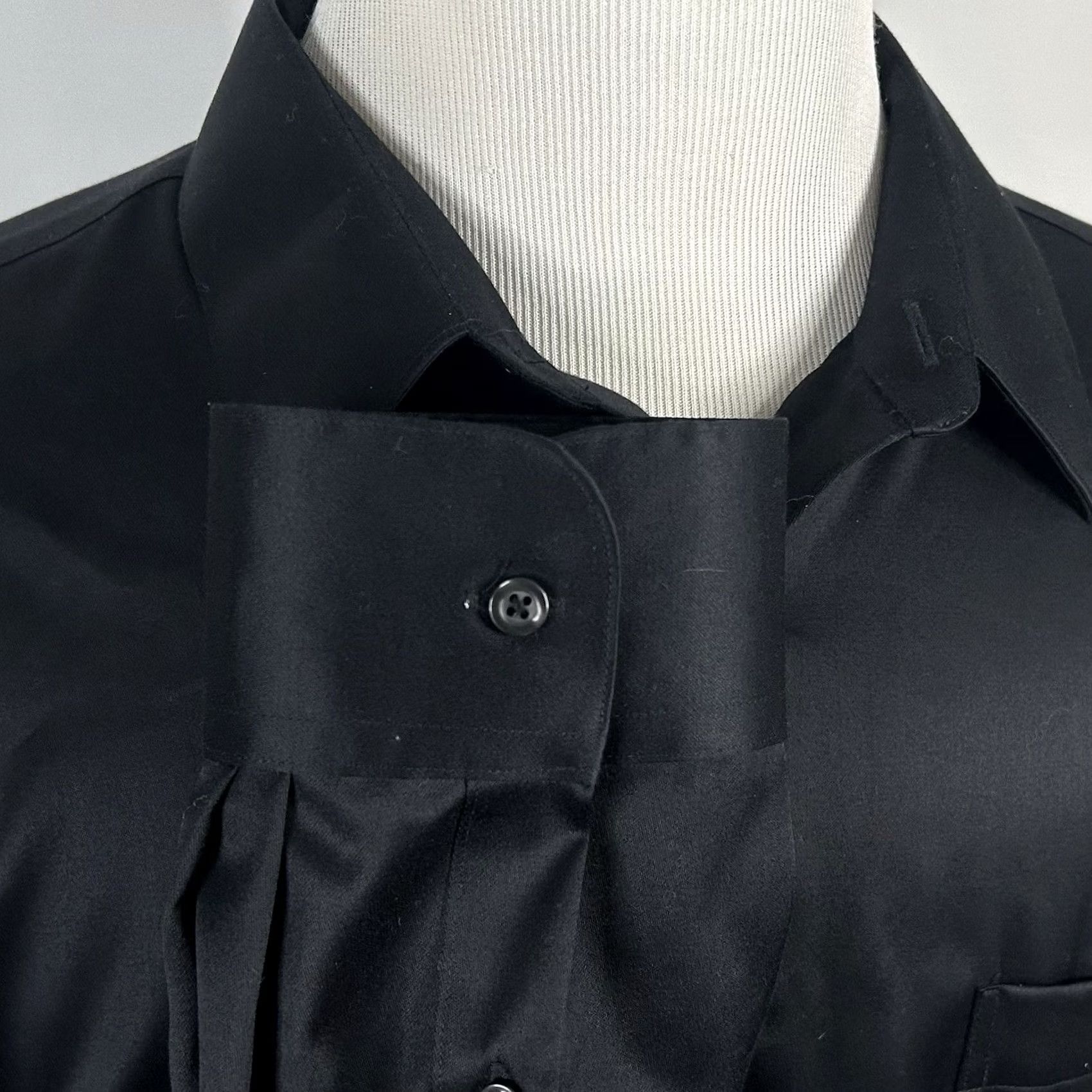 Murano Murano Dress Shirt All Black Button Front Formal 18 35 Liquid Cotton XLA Men Shirt Regular Collar Spread Cuff Barrell Sleeve 35 XS? Size 48R - 4 Thumbnail