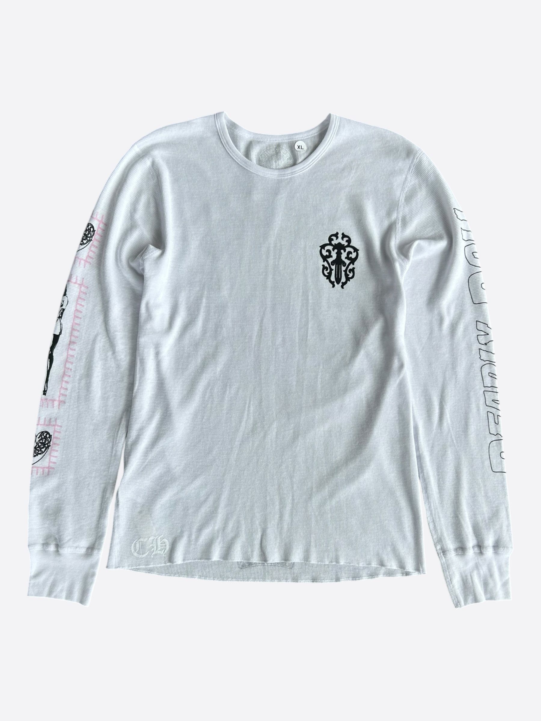 Chrome Hearts White, Black & Pink Deadly Doll Thermal Longsleeve T-Shirt Size US XL / EU 56 / 4 - 1 Thumbnail