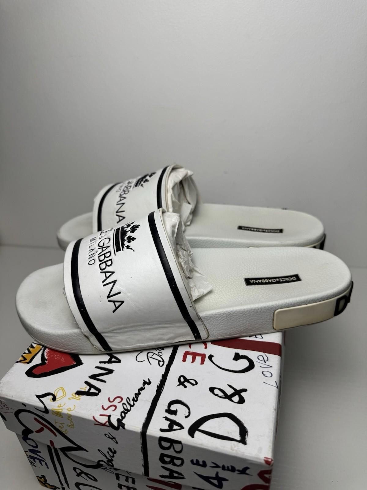 Other Dolce & Gabbana Logo Slides White/Black SZ 45 Men’s Size US 12 / EU 45 - 2 Thumbnail
