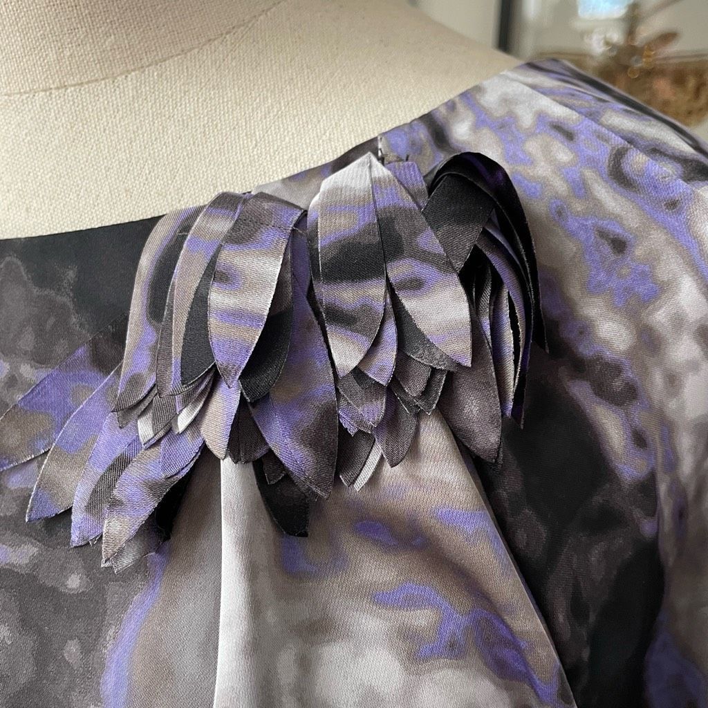 Worthington Worthington Purple Grey Black Brushstroke Print Pullover Satin Blouse XL Size XL / US 12-14 / IT 48-50 - 7 Thumbnail