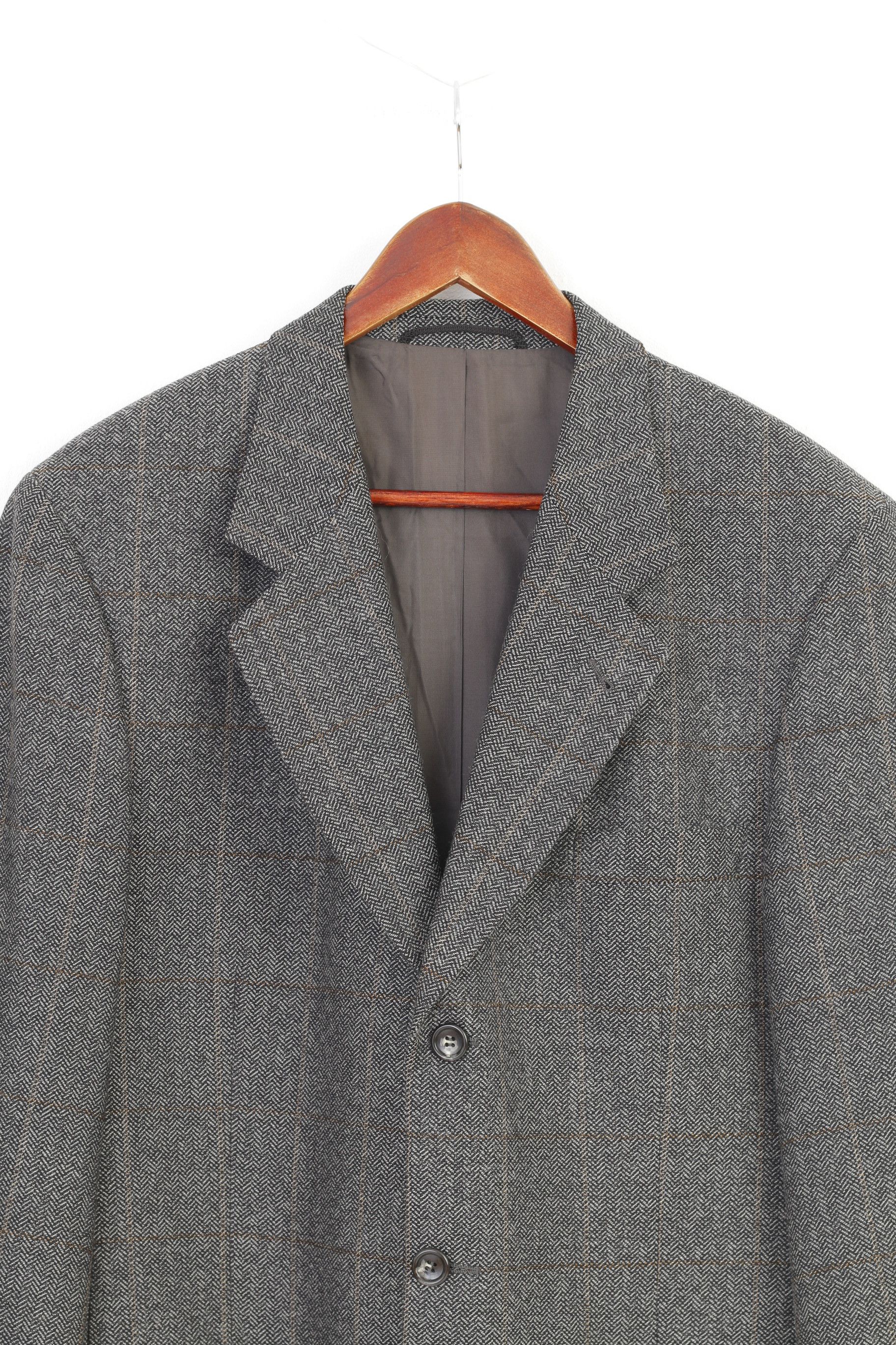 Vintage Desch Men 42 52 Blazer Wool Grey Breasted Jacket 1222 Size 42R - 2 Thumbnail