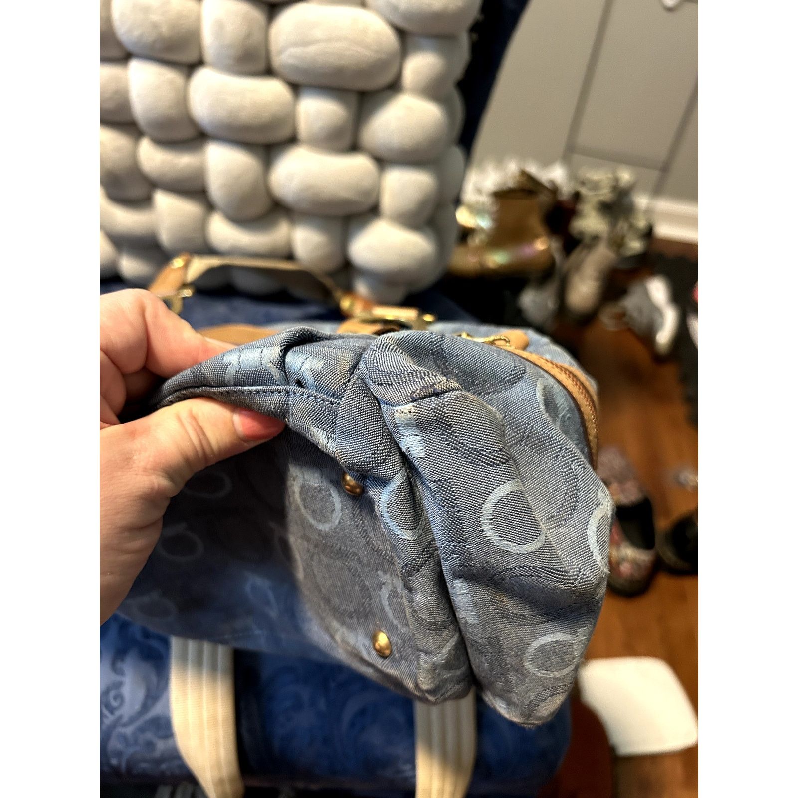 Salvatore Ferragamo Vintage Salvatore Ferragamo Gancini-pattern Blue Denim Size ONE SIZE - 9 Thumbnail