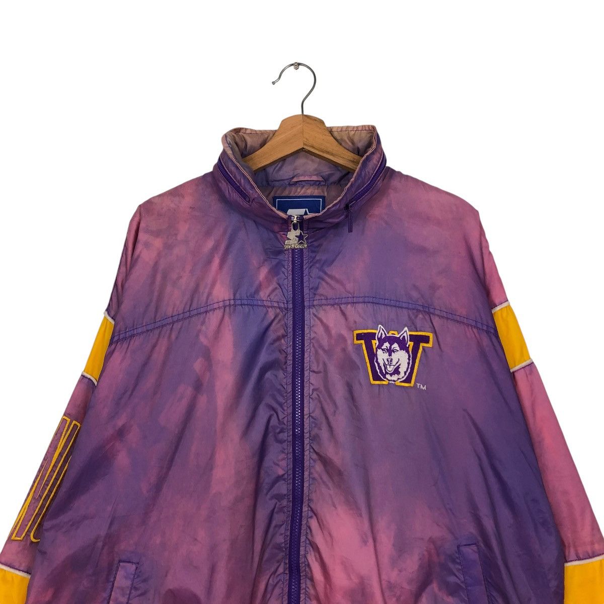 Starter 🔥VINTAGE BOMBER JACKET STARTER WASHINGTON HUSKIES SUN FADED Size US L / EU 52-54 / 3 - 5 Thumbnail
