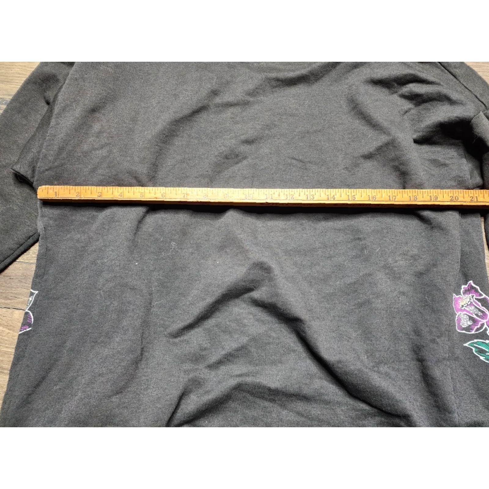 Vintage VINTAGE Tee Dee's Cardigan Sweatshirt Black Glitter Graphic Cat Print L Large Women Sparkly 80s Size L / US 10 / IT 46 - 2 Thumbnail