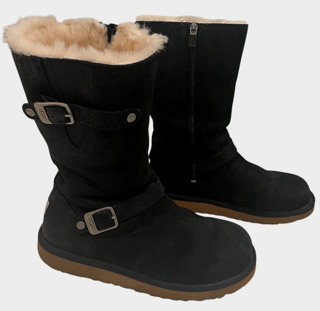 Ugg UGG Kengsington Leather Sheepskin Buckles Moto Boots Size US 6 / IT 36 - 4 Thumbnail