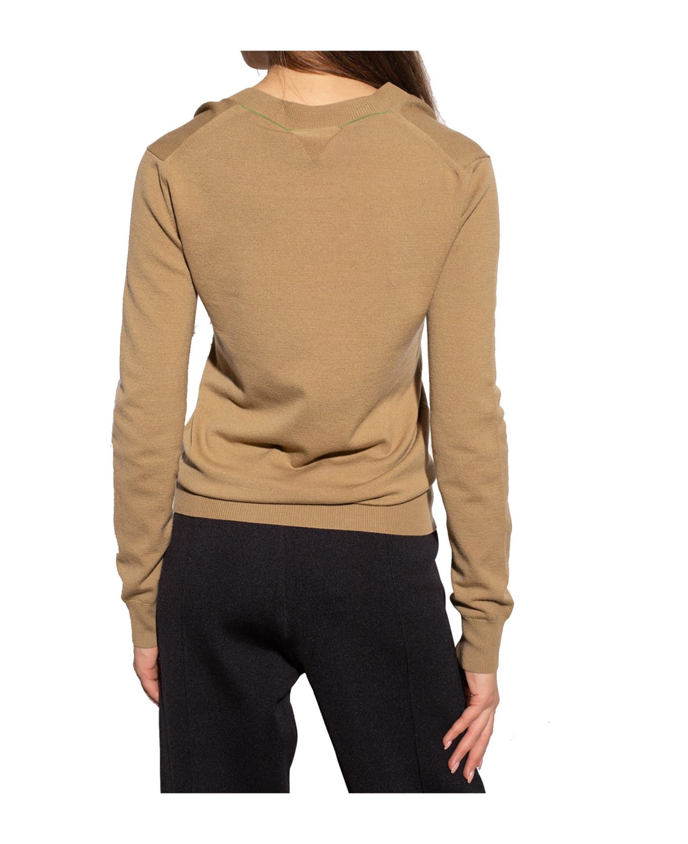 Bottega Veneta o1y0725 V-neck Sweater in Sand Size S / US 4 / IT 40 - 3 Thumbnail