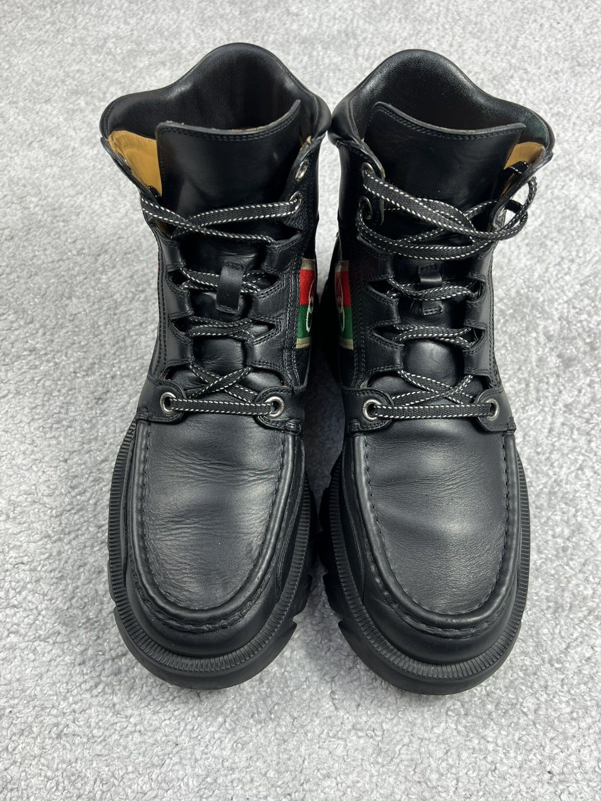 Gucci Gucci Black Leather “Interlocking G” Platform Ankle Boots Size US 7 / EU 40 - 3 Thumbnail