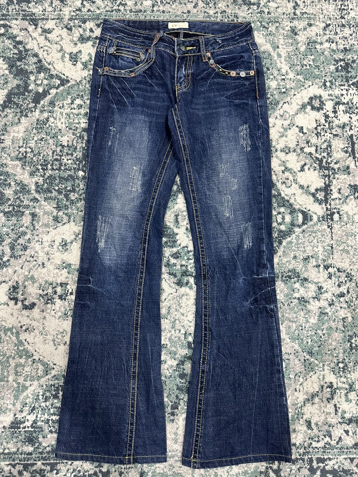 Japanese Brand Japanese Brand Studded Pocket Flare Denim Size US 28 / EU 44 - 3 Thumbnail