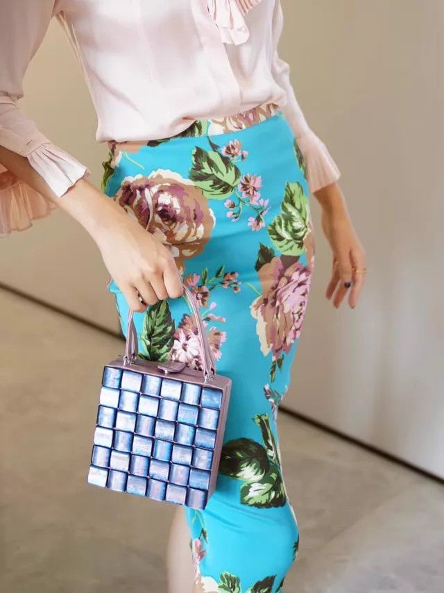 Dolce & Gabbana D&G Blue Floral Midi Skirt IT38 S Vintage Size 26" / US 2 / IT 38 - 1 Thumbnail