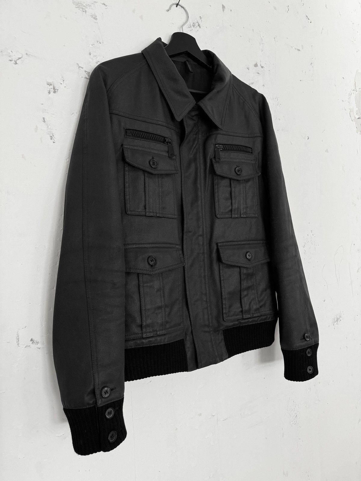 Dior × Hedi Slimane Dior Homme AW06 Waxed Military Cargo Jacket Size US M / EU 48-50 / 2 - 2 Thumbnail