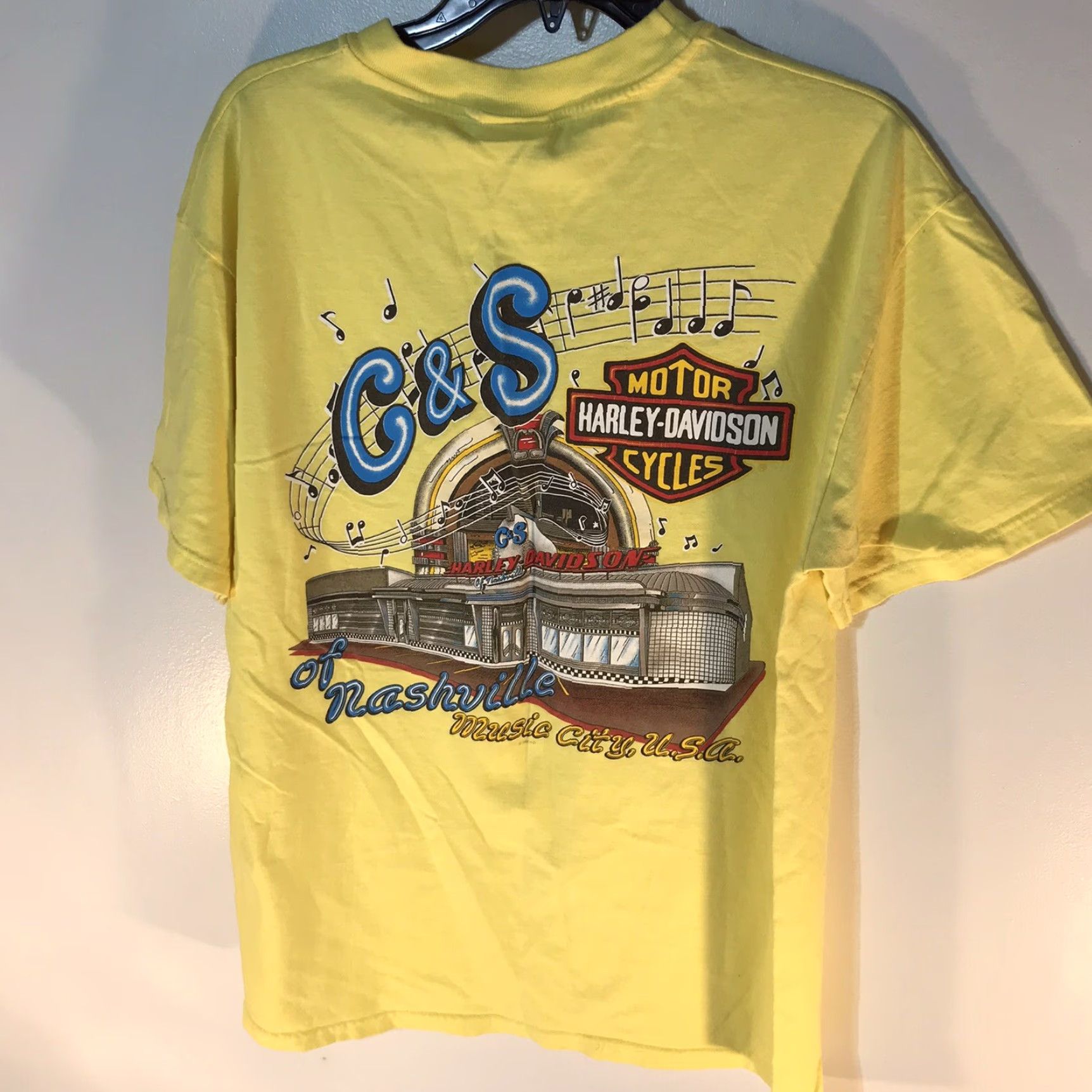 Harley Davidson Vintage 90s Harley-Davidson Women's T-Shirt Yellow Graphic Print Casual Motorcycle Retro Size L Size L / US 10 / IT 46 - 3 Thumbnail