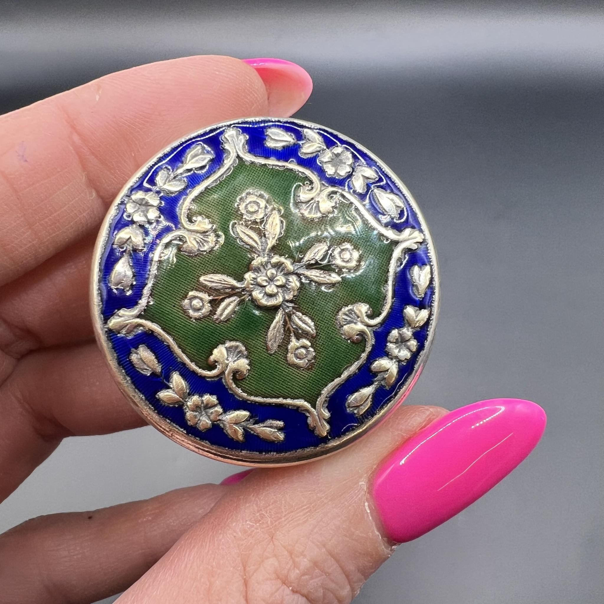 Vintage Antique Vintage Brass Hot Enamel Women's Jewelry Trinket Box Size ONE SIZE - 3 Thumbnail