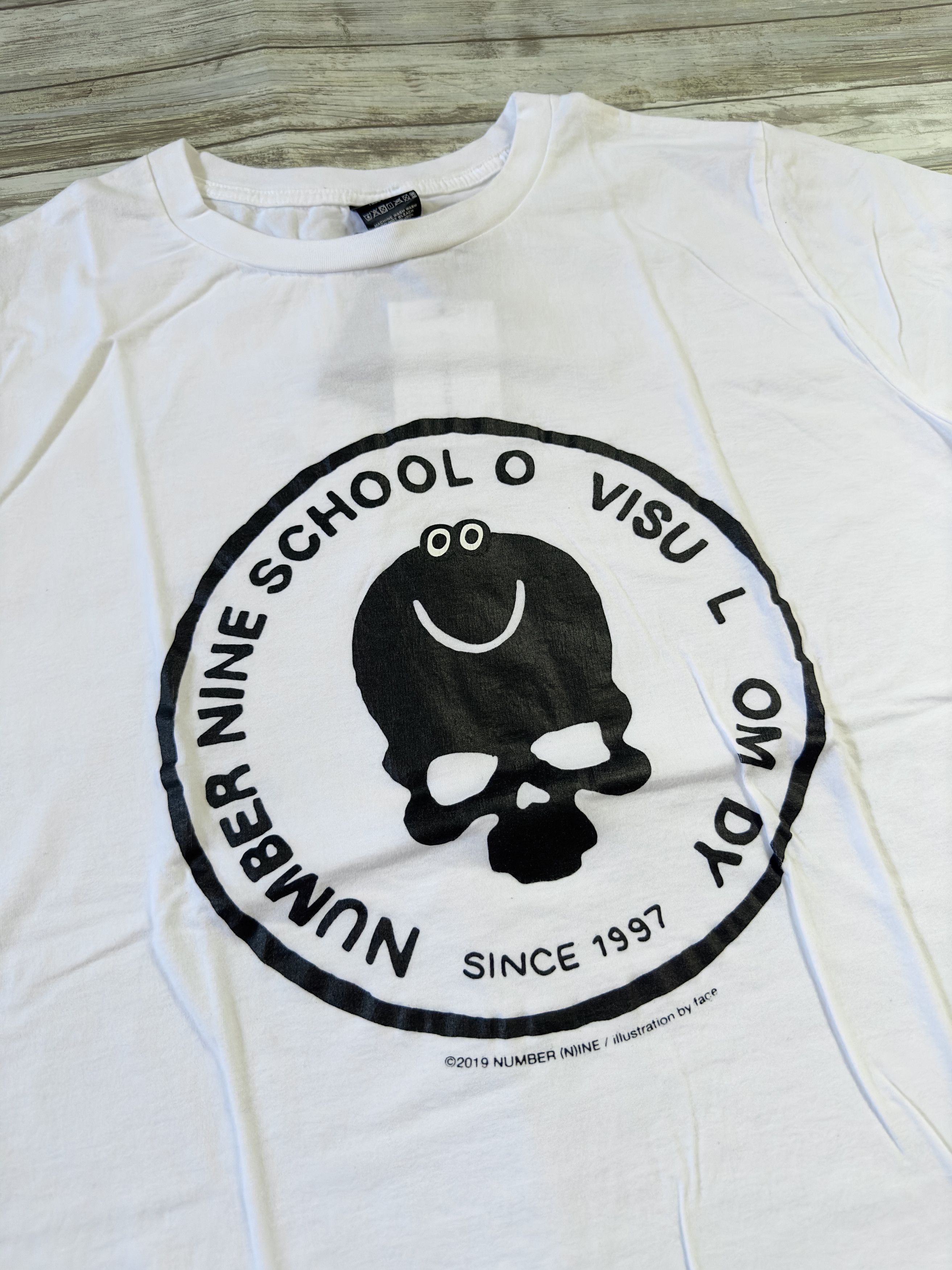 image of Facetasm x Number N Ine School Of Visual Comedy Tee in White, Men's (Size 2XL)