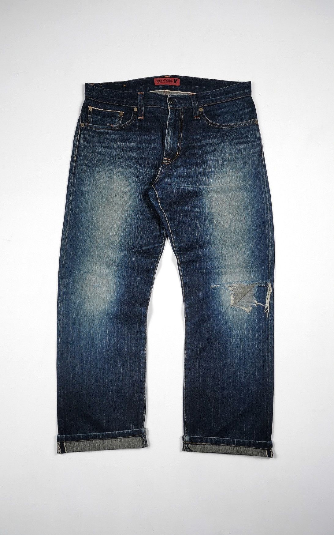 Japanese Brand Selvedge Back Number Japan Tight Straight Ankle Jeans Size US 34 / EU 50 - 1 Thumbnail