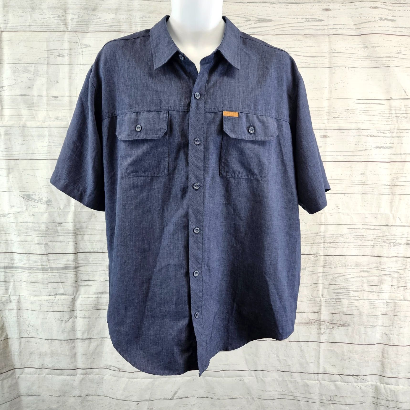 Orvis Orvis Shirt XL Button Front Short Sleeve Solid Blue Mens Size US XL / EU 56 / 4 - 2 Thumbnail