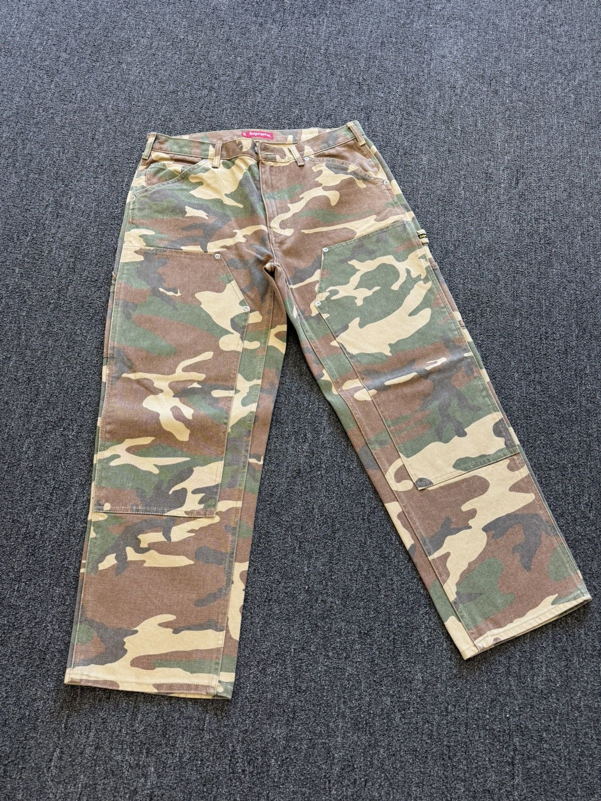 Image of Supreme Double Knee Painter Pant (Ss23) Size 34 in Camo, Men's