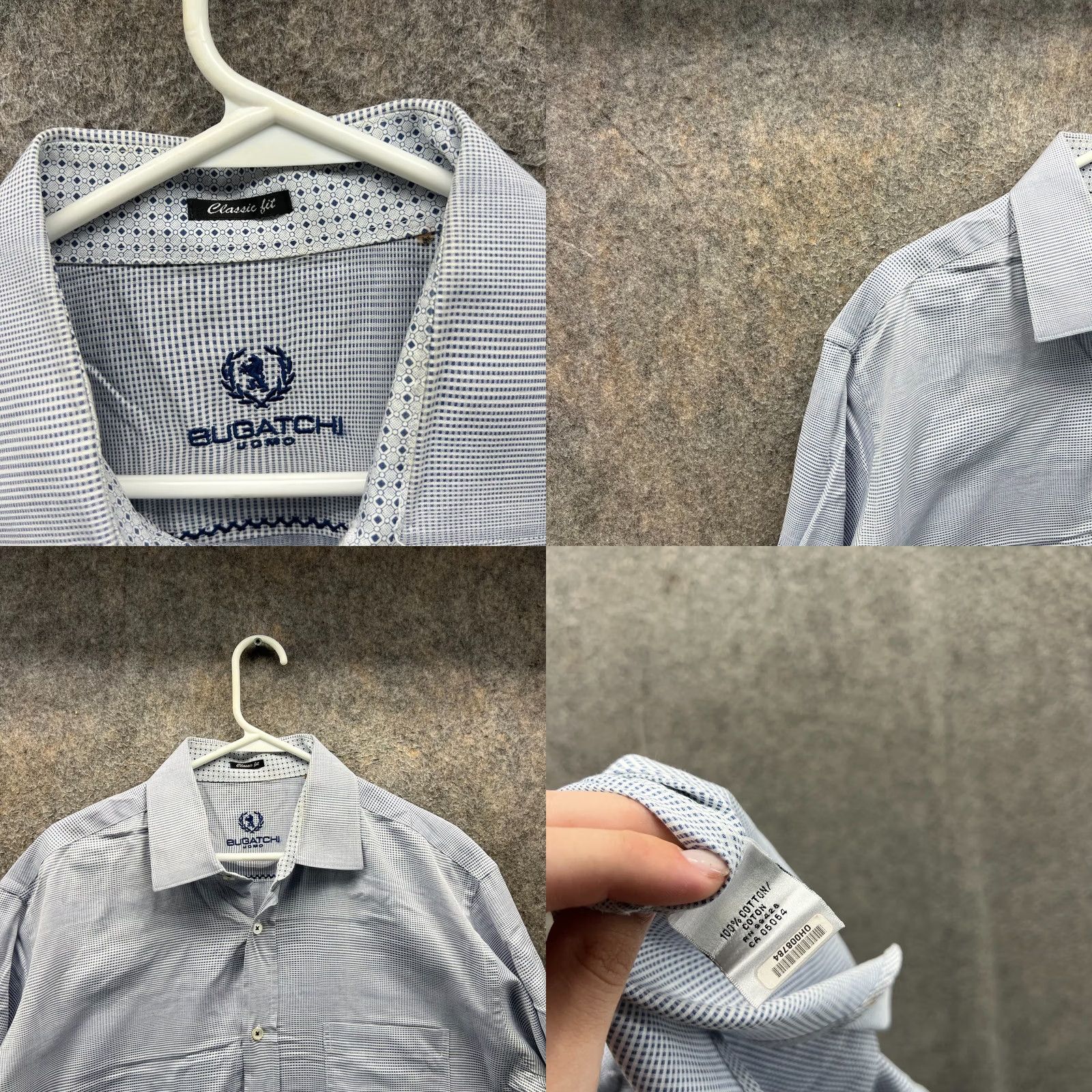 BUGATCHI Bugatchi Uomo Shirt Mens XXL Blue Button-Down Polka Dot Classic Preppy Dress Shirt Button-Up Casual Formal Workwear Mens Regular Size 2XL Blue Dot Size 48R - 8 Thumbnail