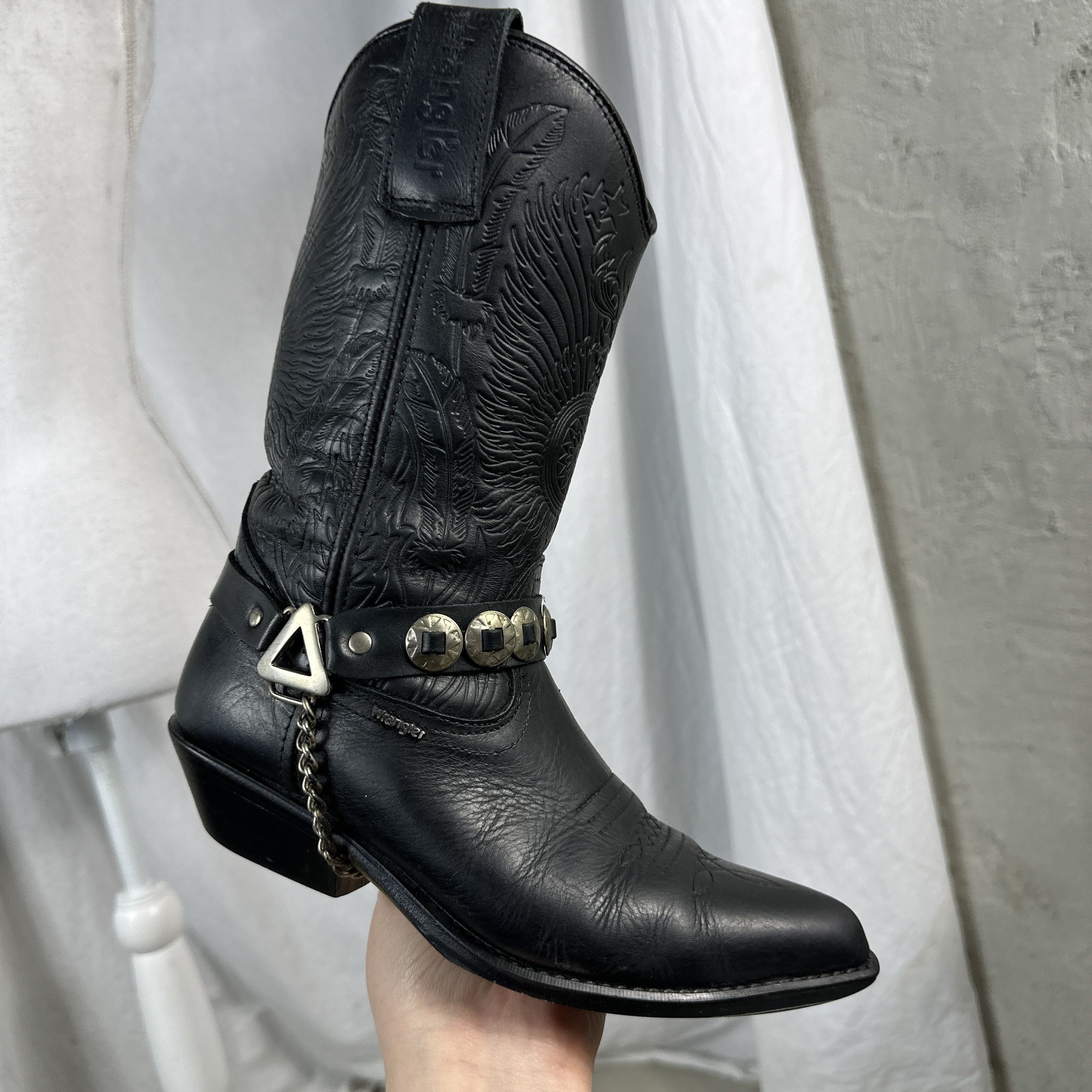 Vintage Vintage Leather Biker Moto Buckled Cowboy Boots 00s Size US 5 / IT 35 - 6 Thumbnail