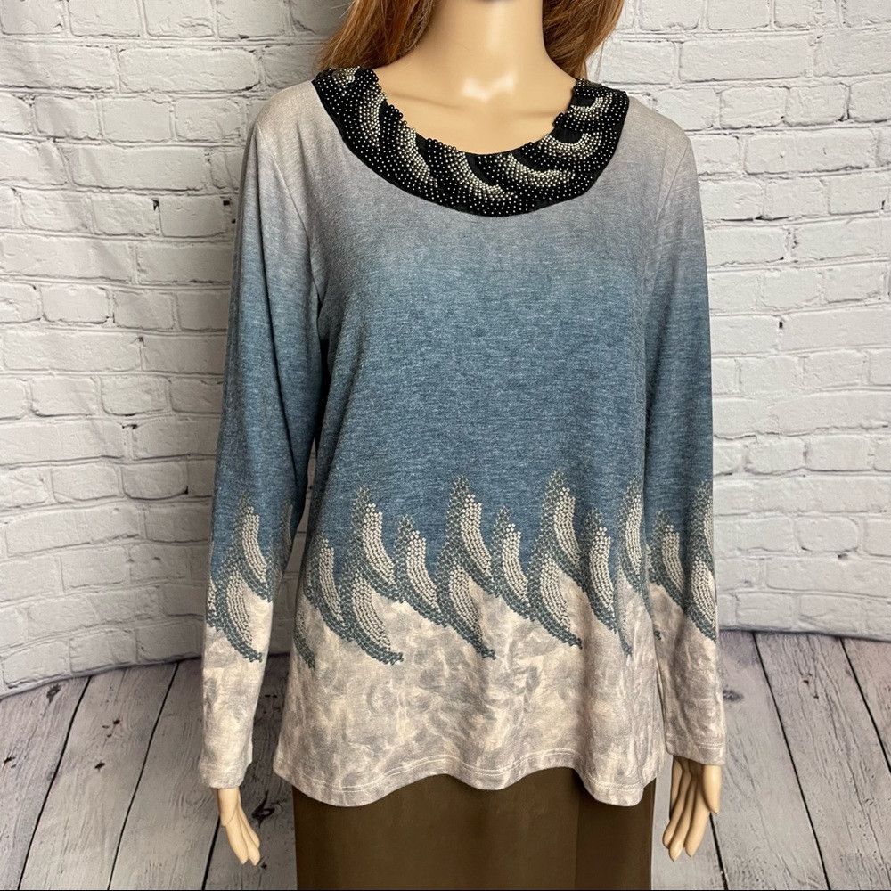 Other NWT New Kingsland Blue Beige Viscose Top Size M Size M / US 6-8 / IT 42-44 - 2 Thumbnail