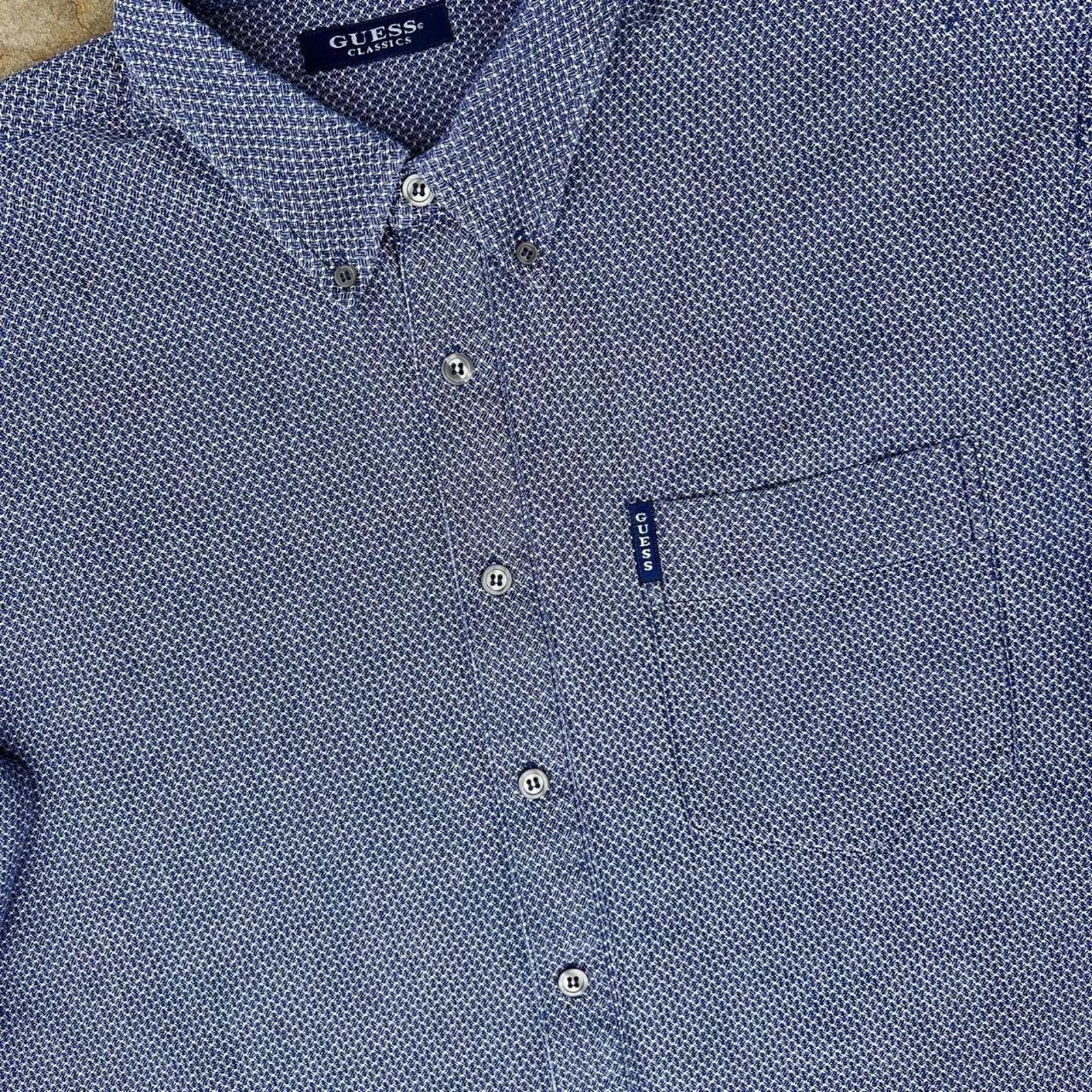 Guess Vintage 90s Guess Designer Blue Knit Pattern Button Down Size US XL / EU 56 / 4 - 2 Thumbnail