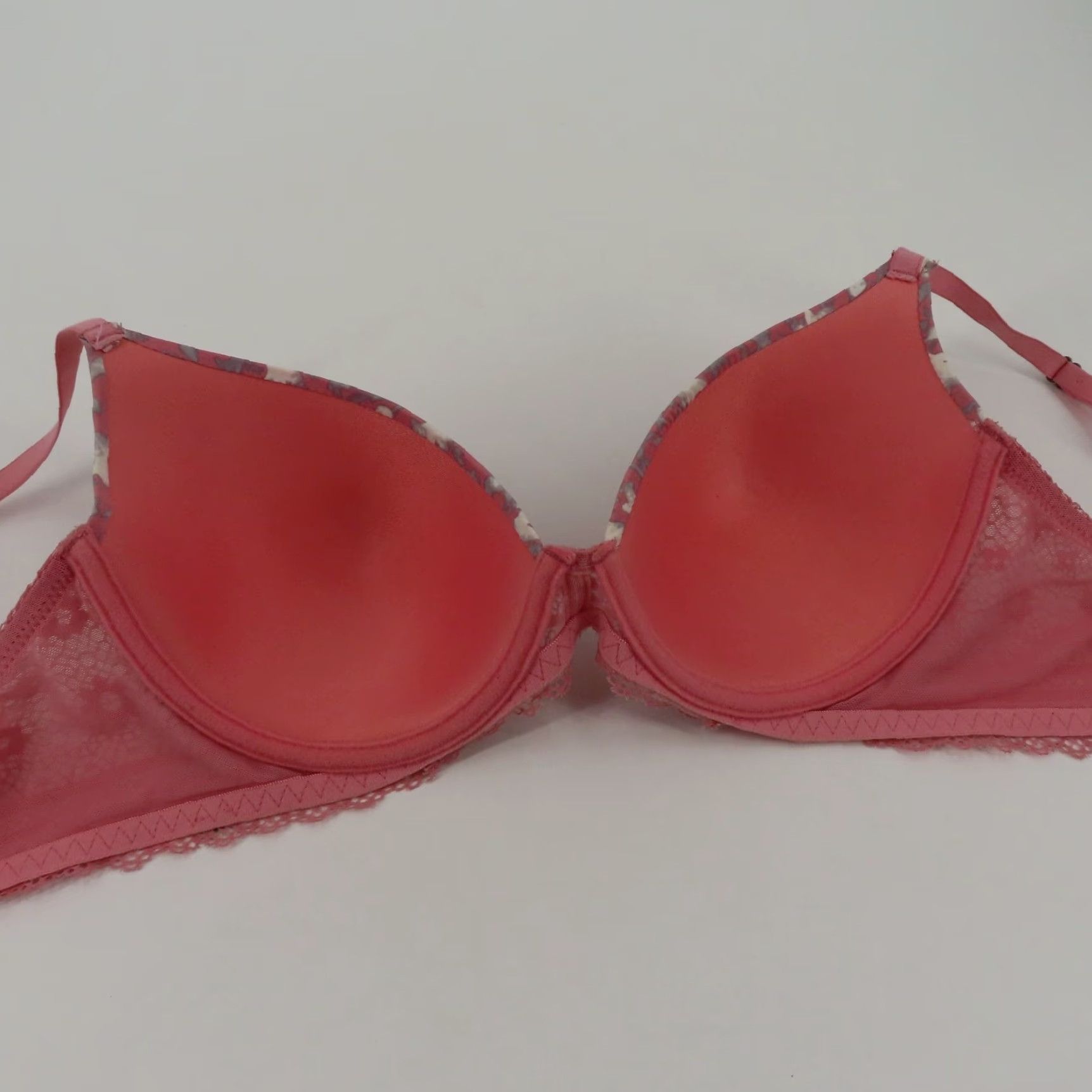 Lucky Brand Lucky Brand Bra 36C Pink White Floral Lace Underwire Lined Womens Size ONE SIZE - 7 Thumbnail