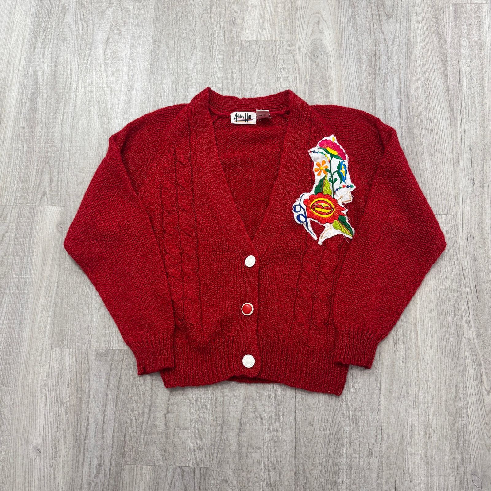 Vintage Vintage Ashley Hill Cardigan Sweater Women's Small Red Knit Size S / US 4 / IT 40 - 1 Thumbnail