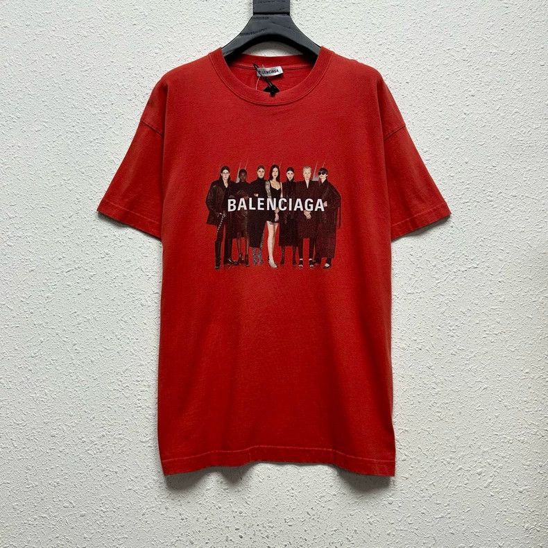 Balenciaga Red Portrait Short Sleeve - dmc