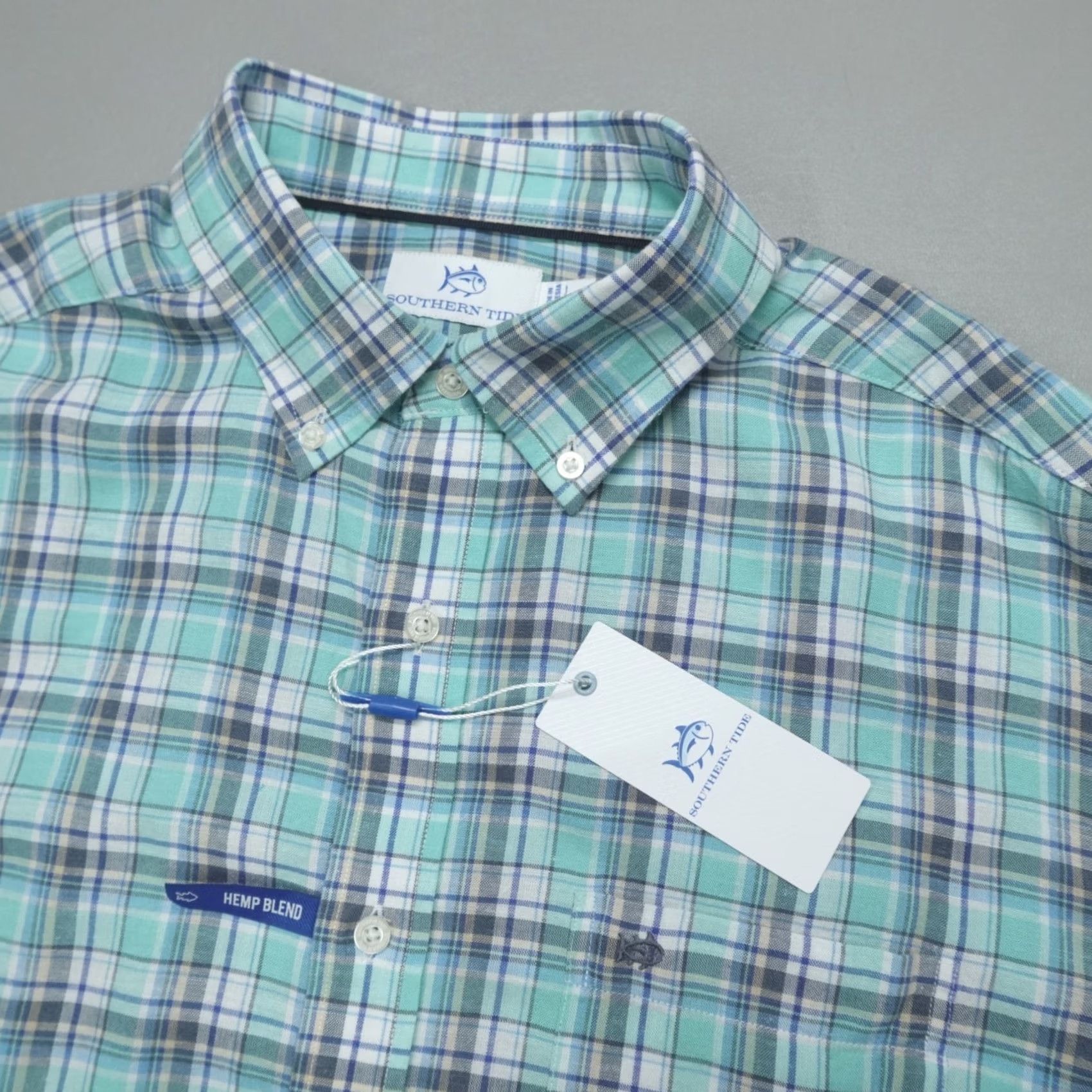 Southern Tide Southern Tide Emerald Shores Plaid Headland LS Plaid Sport Shirt L Mint Mens Button-Up Size US L / EU 52-54 / 3 - 3 Thumbnail