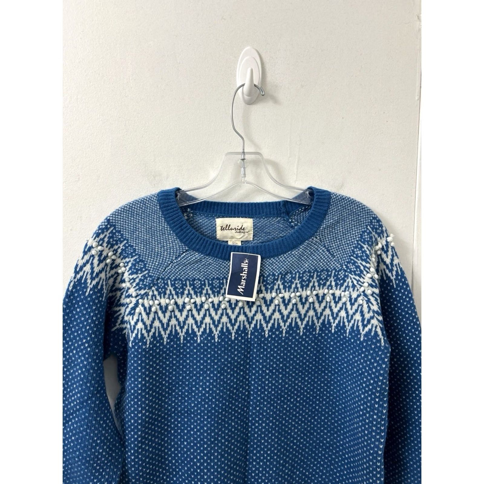 CO Telluride Clothing Co. Sweater Womens Large Blue Fair Isle Crew Neck Raglan Sleeve NWT Pullover Holiday Vintage-influenced Style Christmas Size L / US 10 / IT 46 - 2 Thumbnail