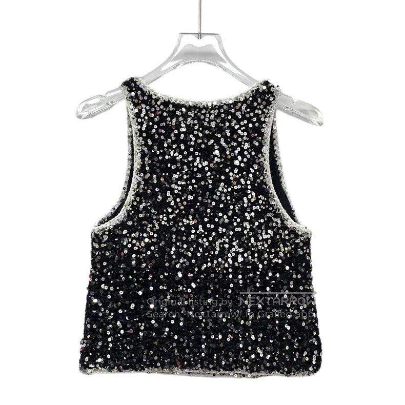 Chanel Chanel 23 black sequin diamond-encrusted cotton round-neck Size XS / US 0-2 / IT 36-38 - 2 Thumbnail