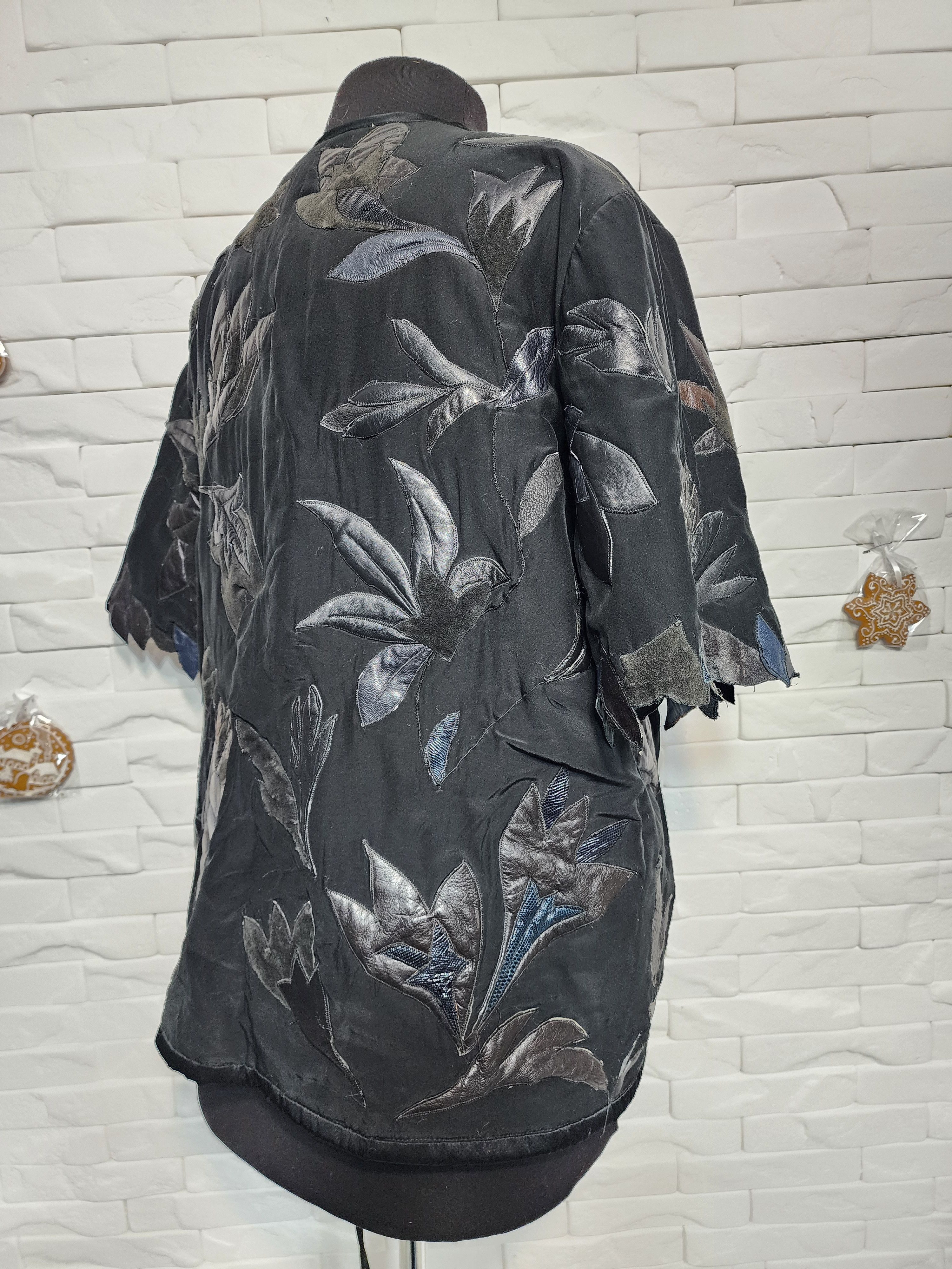 Other Black Blazer with Leather Flowers - Women's Polyester Jacket Size XL / US 12-14 / IT 48-50 - 5 Thumbnail